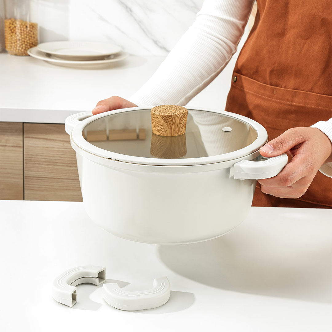 深型両手鍋 24cm セラミックコーティング 蓋つき